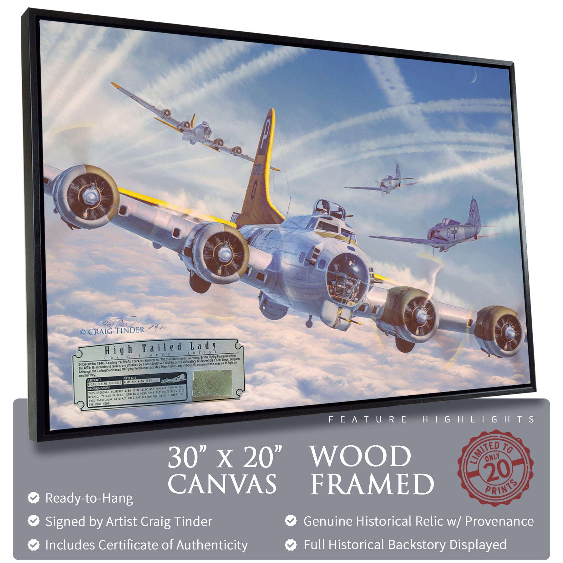 B-17 Flying Fortress - High Tailed Lady Canvas | INCLUDES: Wing Skin Fragment