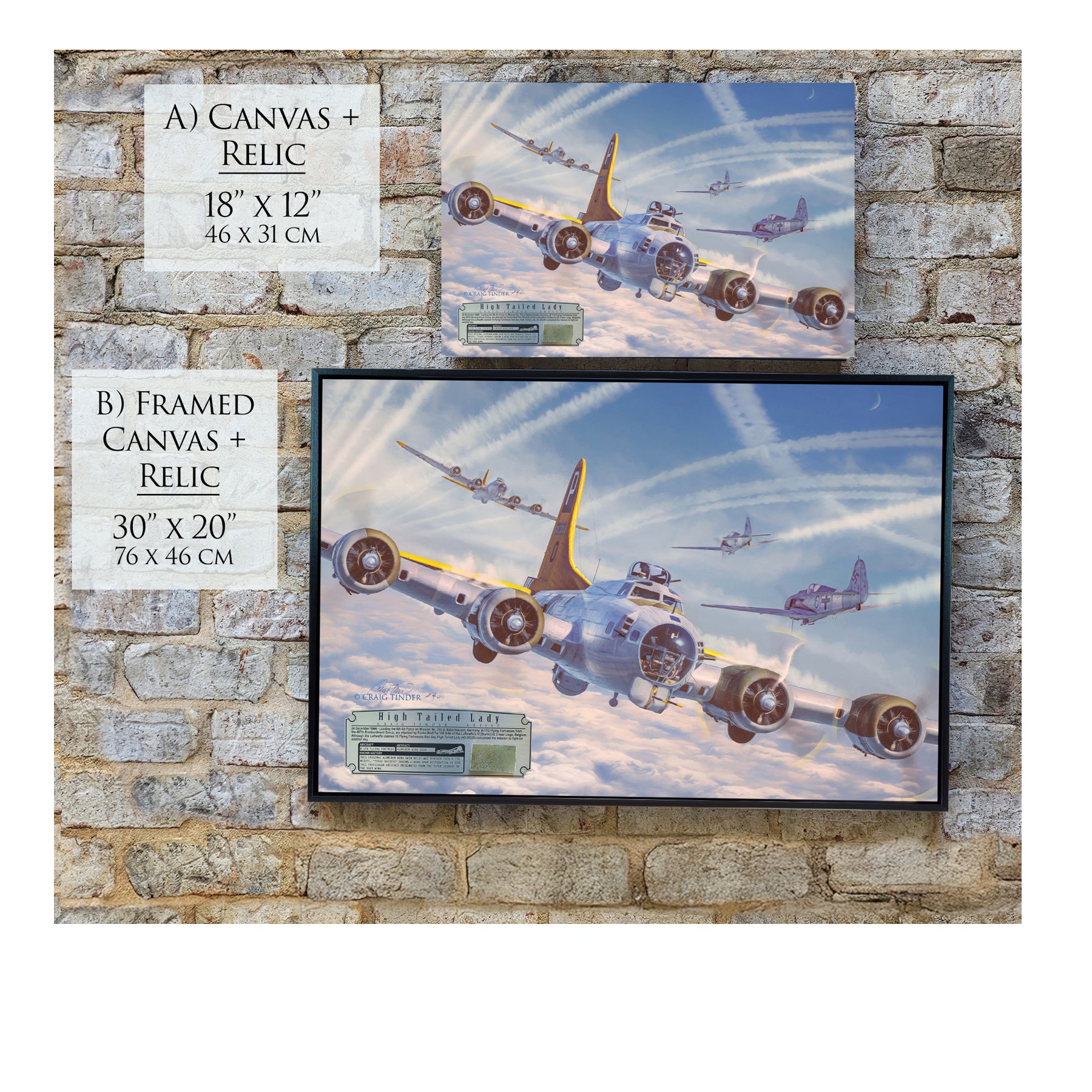 B-17 Flying Fortress - High Tailed Lady Canvas | INCLUDES: Wing Skin Fragment