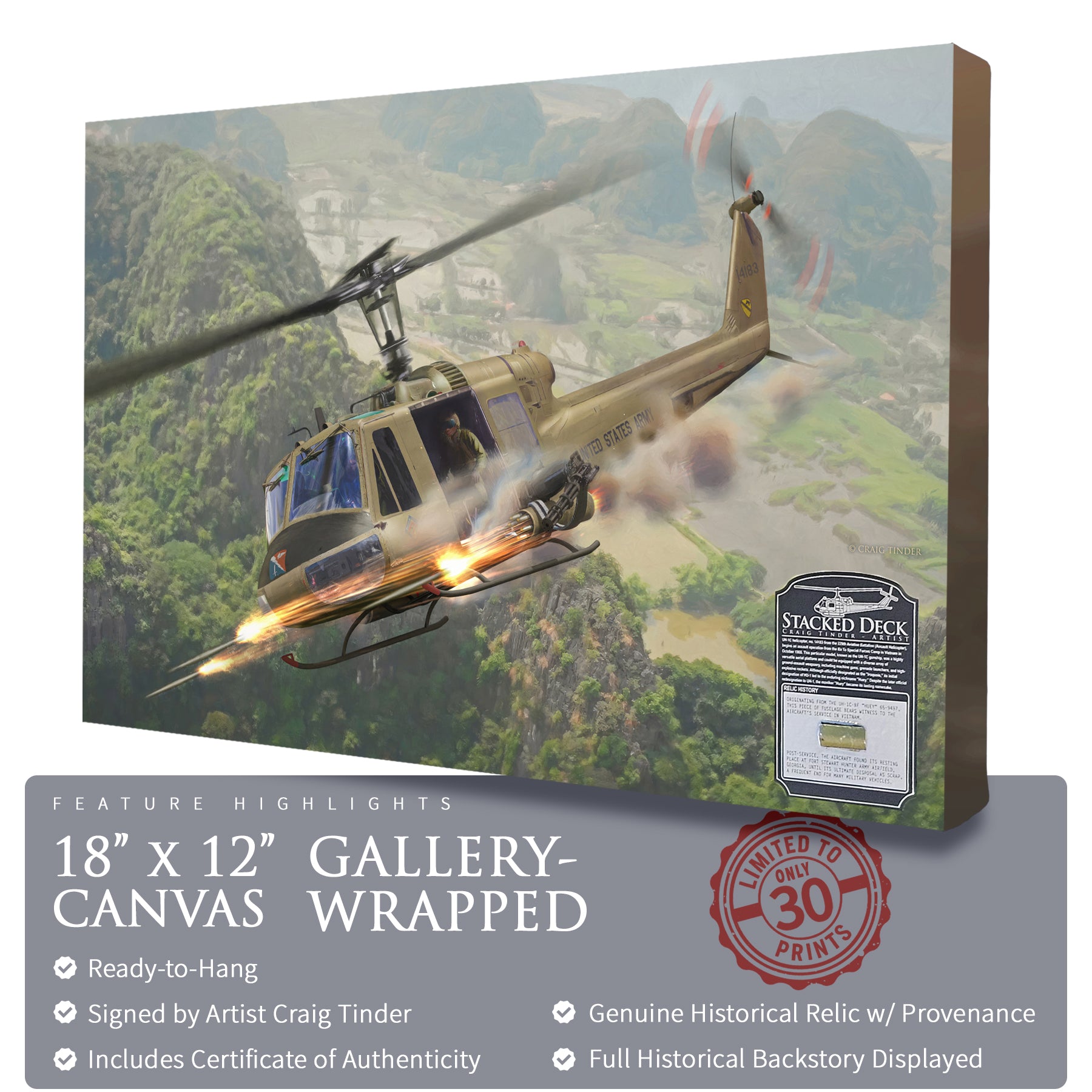 UH-1 Huey Helicopter - Stacked Deck Canvas | INCLUDES: Fuselage Relic