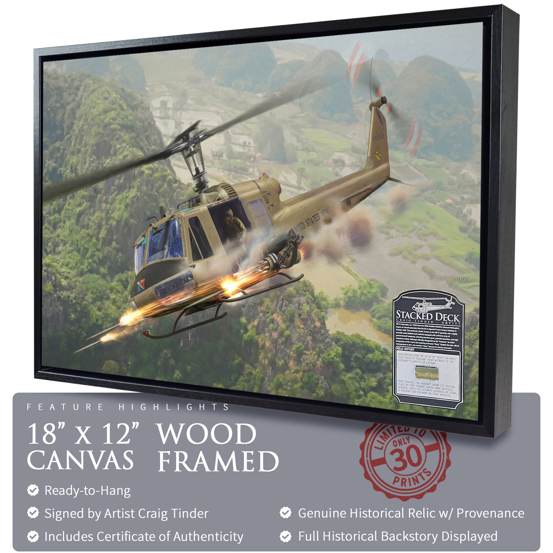 UH-1 Huey Helicopter - Stacked Deck Canvas | INCLUDES: Fuselage Relic