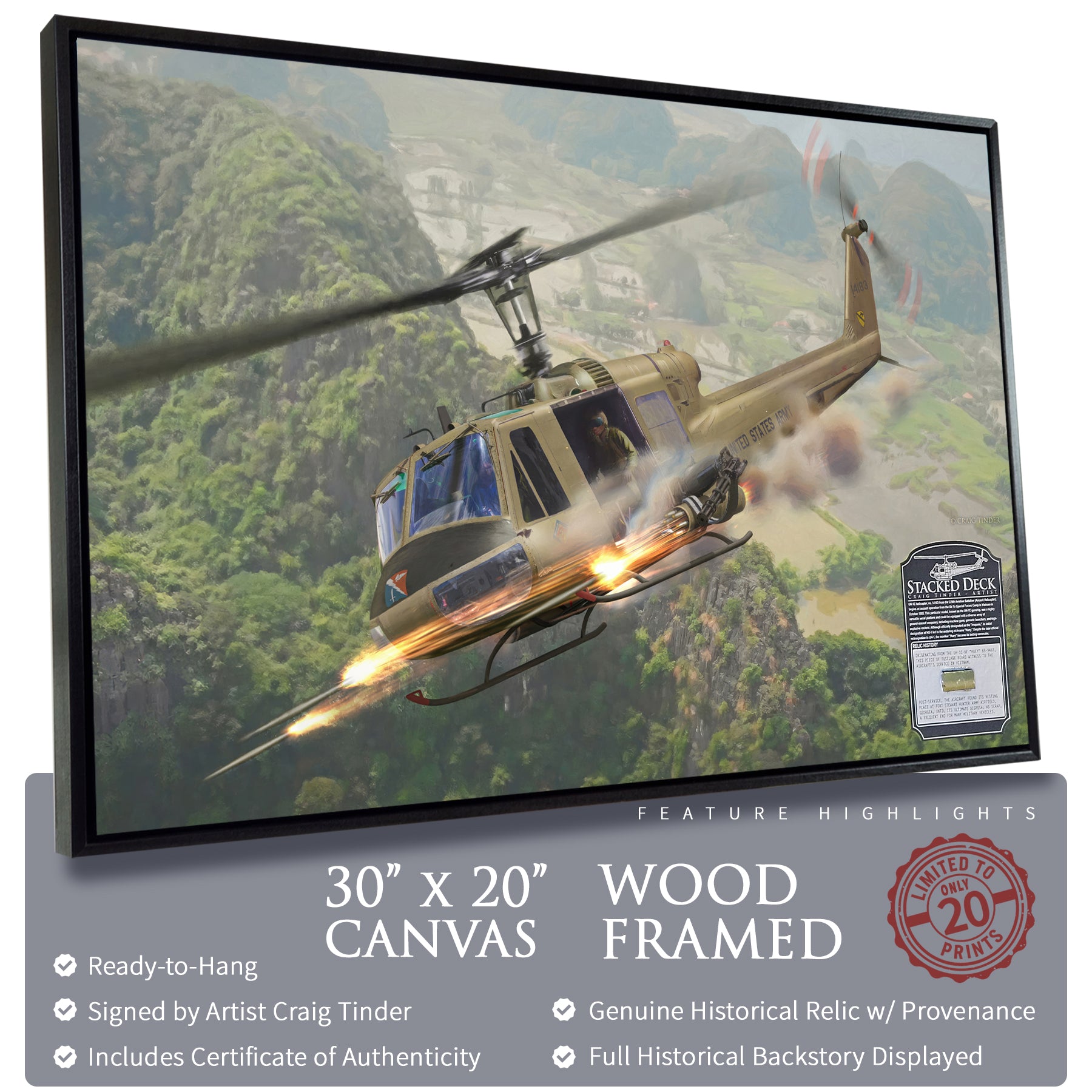 UH-1 Huey Helicopter - Stacked Deck Canvas | INCLUDES: Fuselage Relic