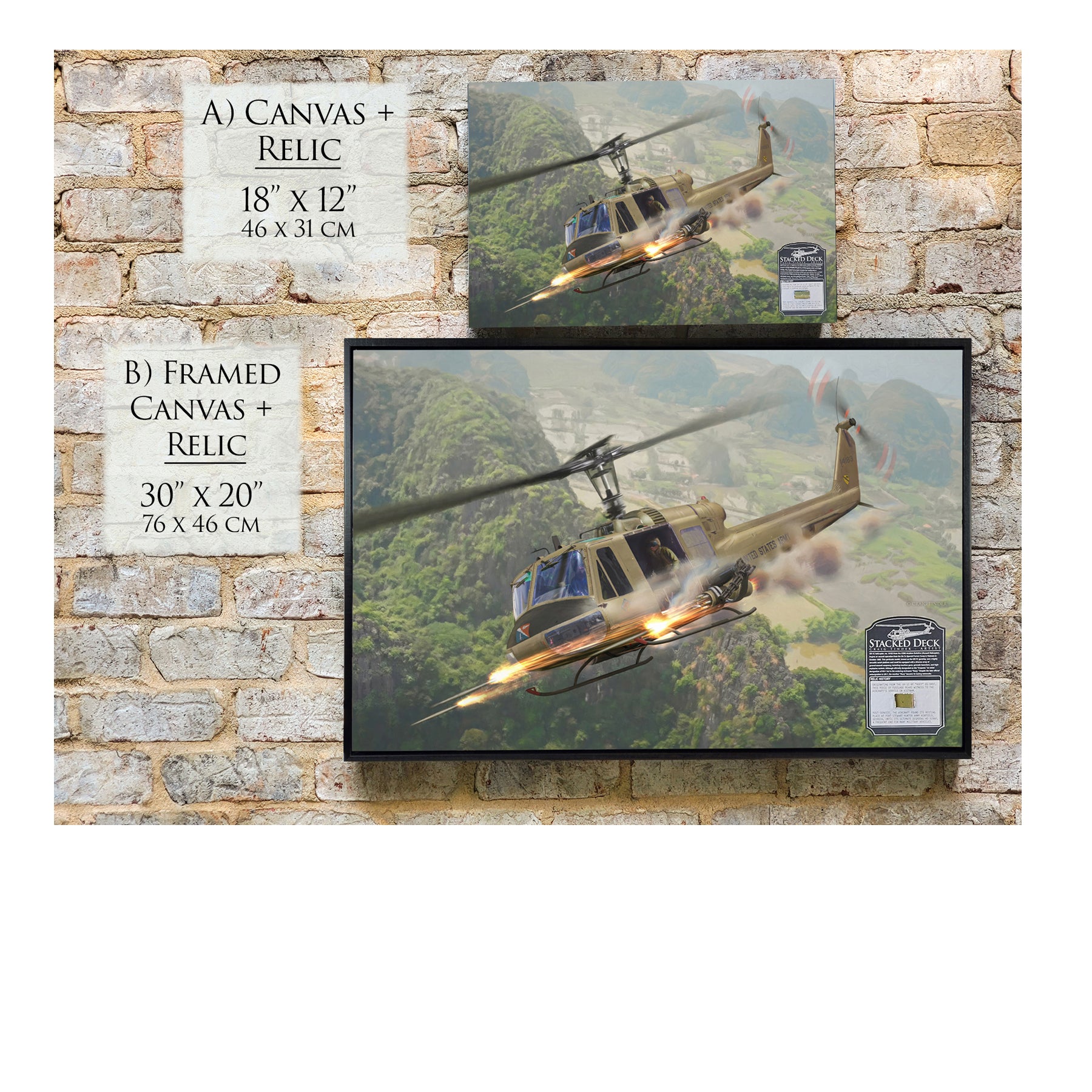 UH-1 Huey Helicopter - Stacked Deck Canvas | INCLUDES: Fuselage Relic