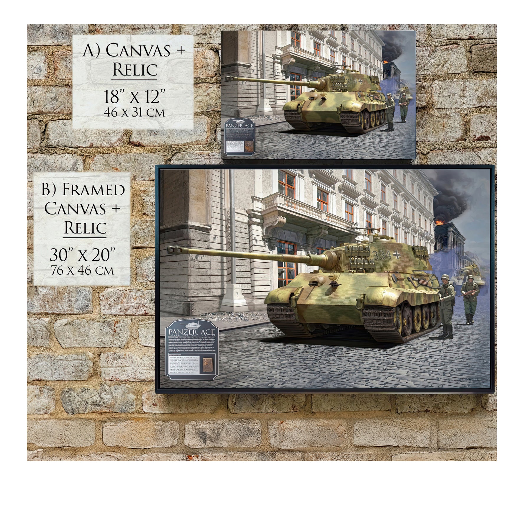 King Tiger Tank - Panzer Ace Canvas | INCLUDES: KwK 43 Shell Fragment