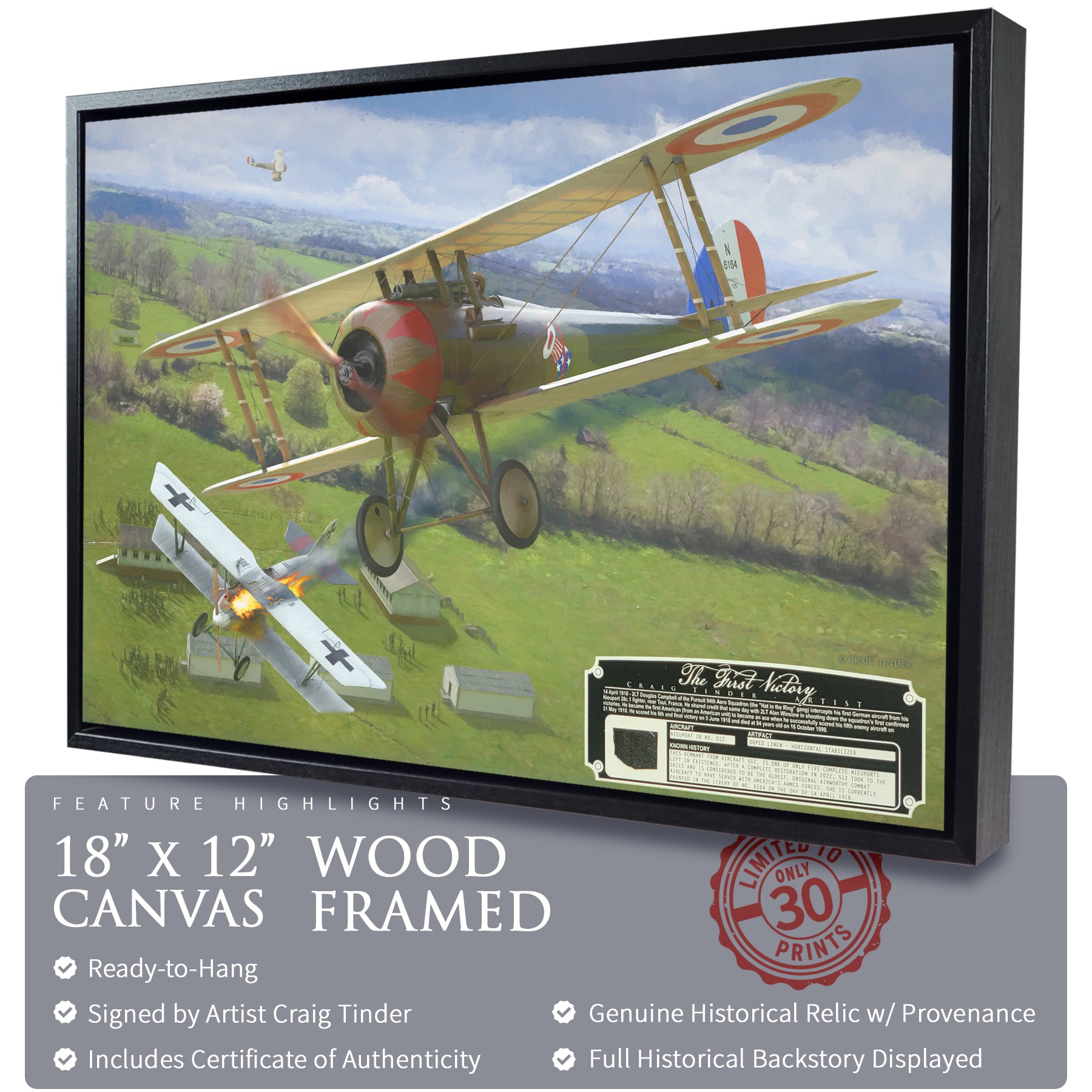 Nieuport 28 - The First Victory Canvas | INCLUDES: Stabilizer Fabric Piece