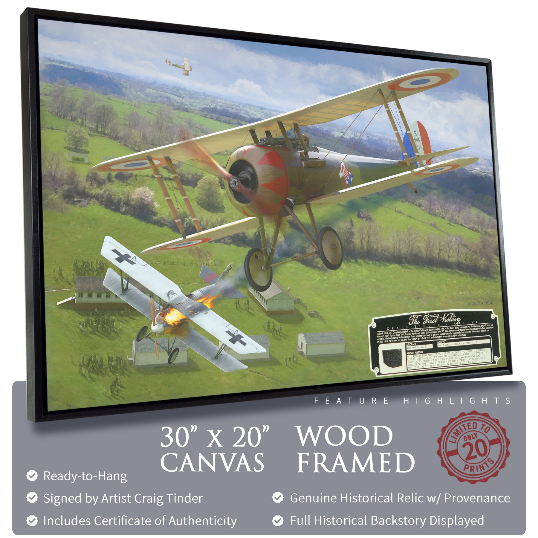 Nieuport 28 - The First Victory Canvas | INCLUDES: Stabilizer Fabric Piece