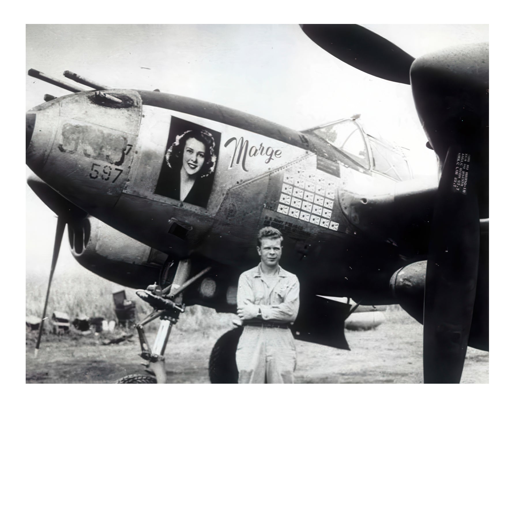 P-38 Lightning - Richard Bong "Marge" Canvas | INCLUDES: Internal Aluminum Fragment