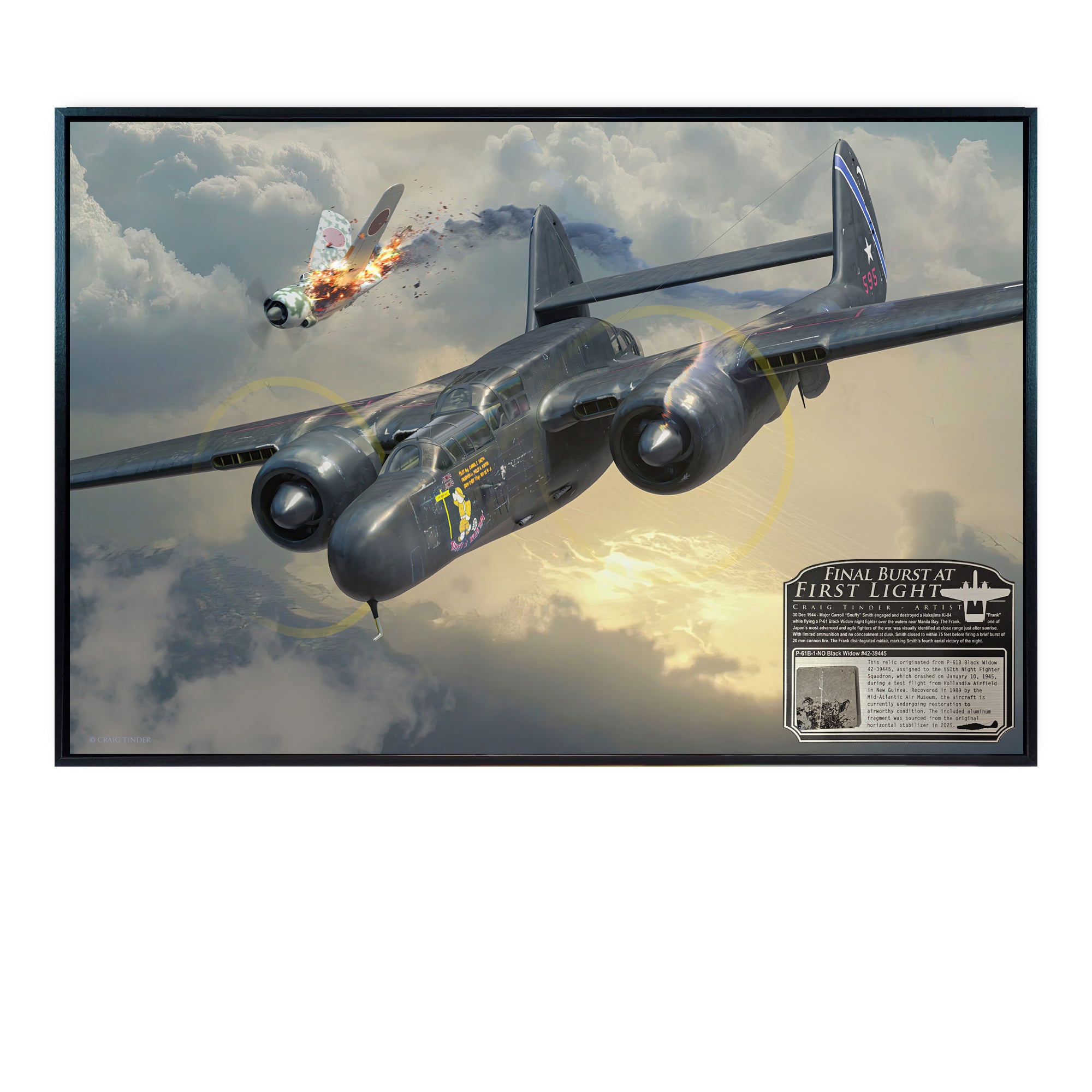 P-61 Black Widow - Final Burst At First Light Canvas | INCLUDES: P-61B Aluminum Relic