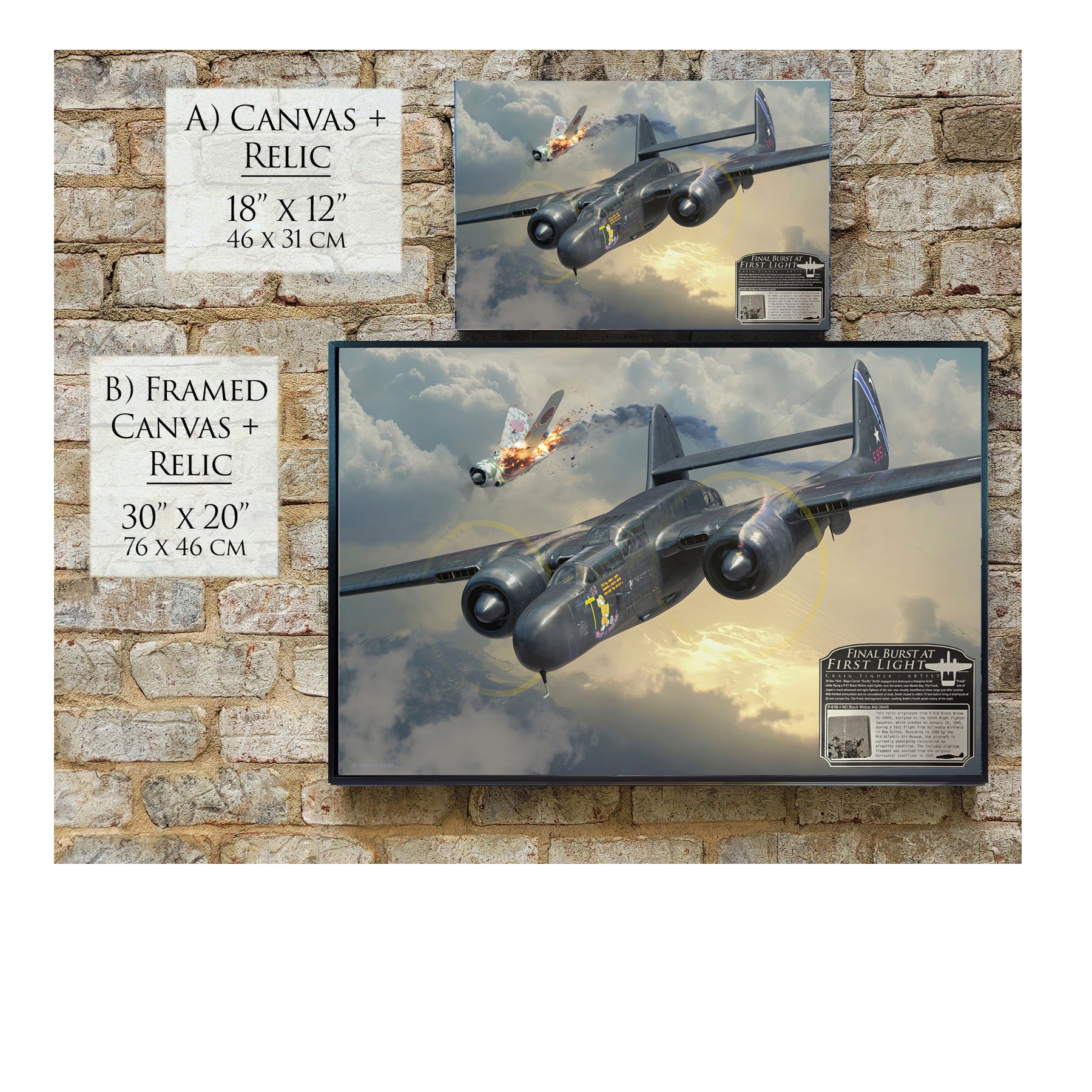 P-61 Black Widow - Final Burst At First Light Canvas | INCLUDES: P-61B Aluminum Relic