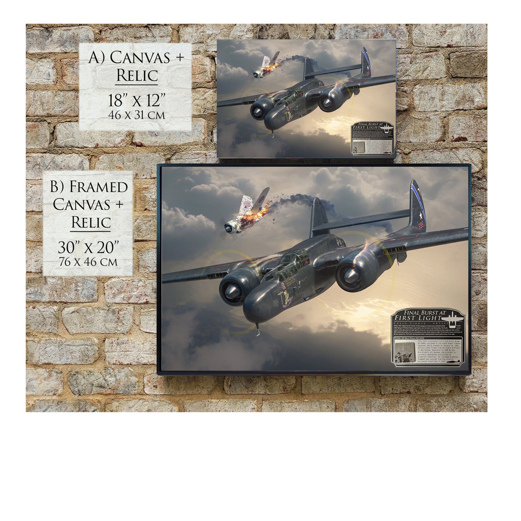 P-61 Black Widow - Final Burst At First Light Canvas | INCLUDES: P-61B Aluminum Relic