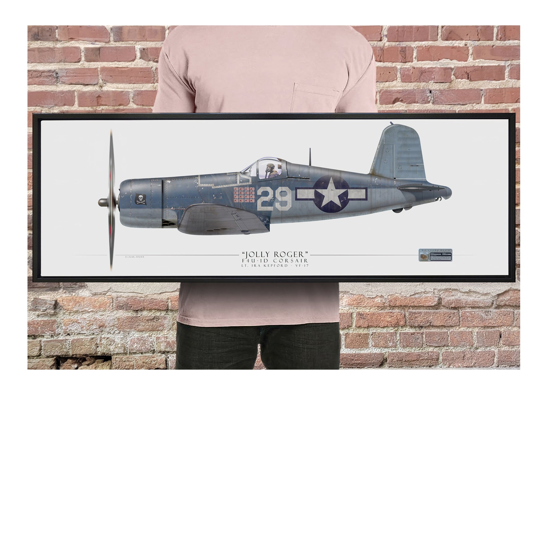F4U Corsair Ira Kepford - Framed Canvas | INCLUDES: Wing Relic