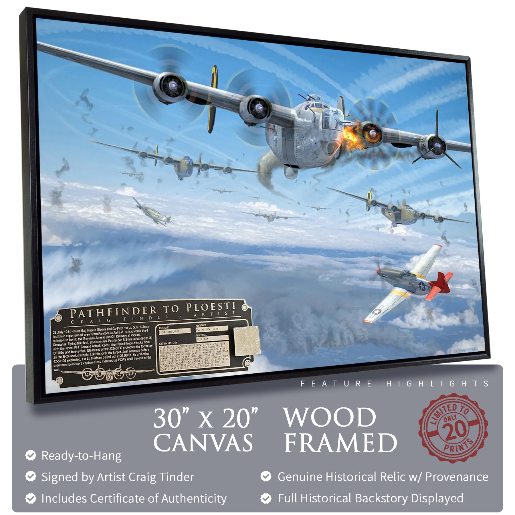 B-24 Liberator - Pathfinder to Ploesti Canvas | INCLUDES: Cowl Flap Relic