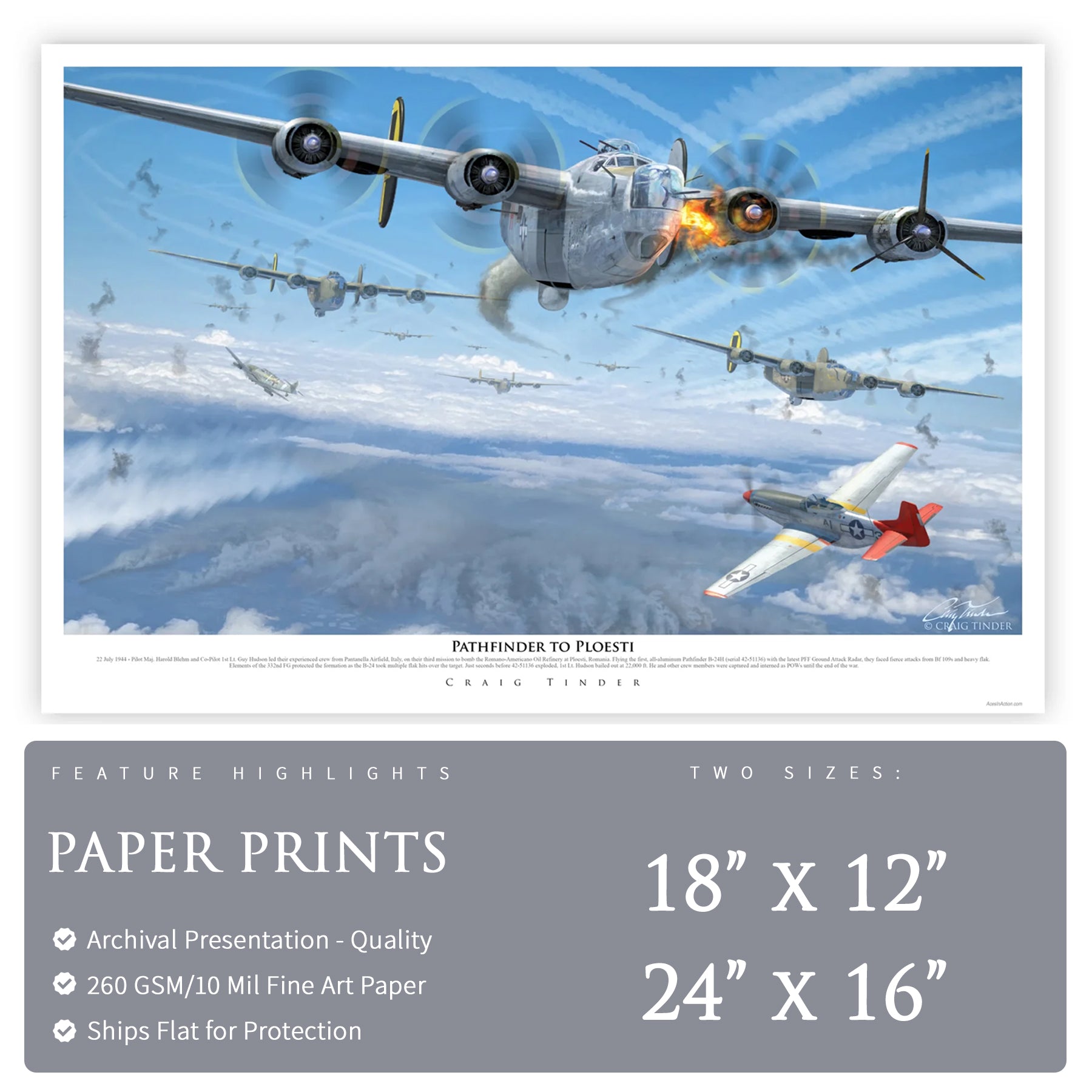 B-24 Liberator - Pathfinder to Ploesti Canvas | INCLUDES: Cowl Flap Relic