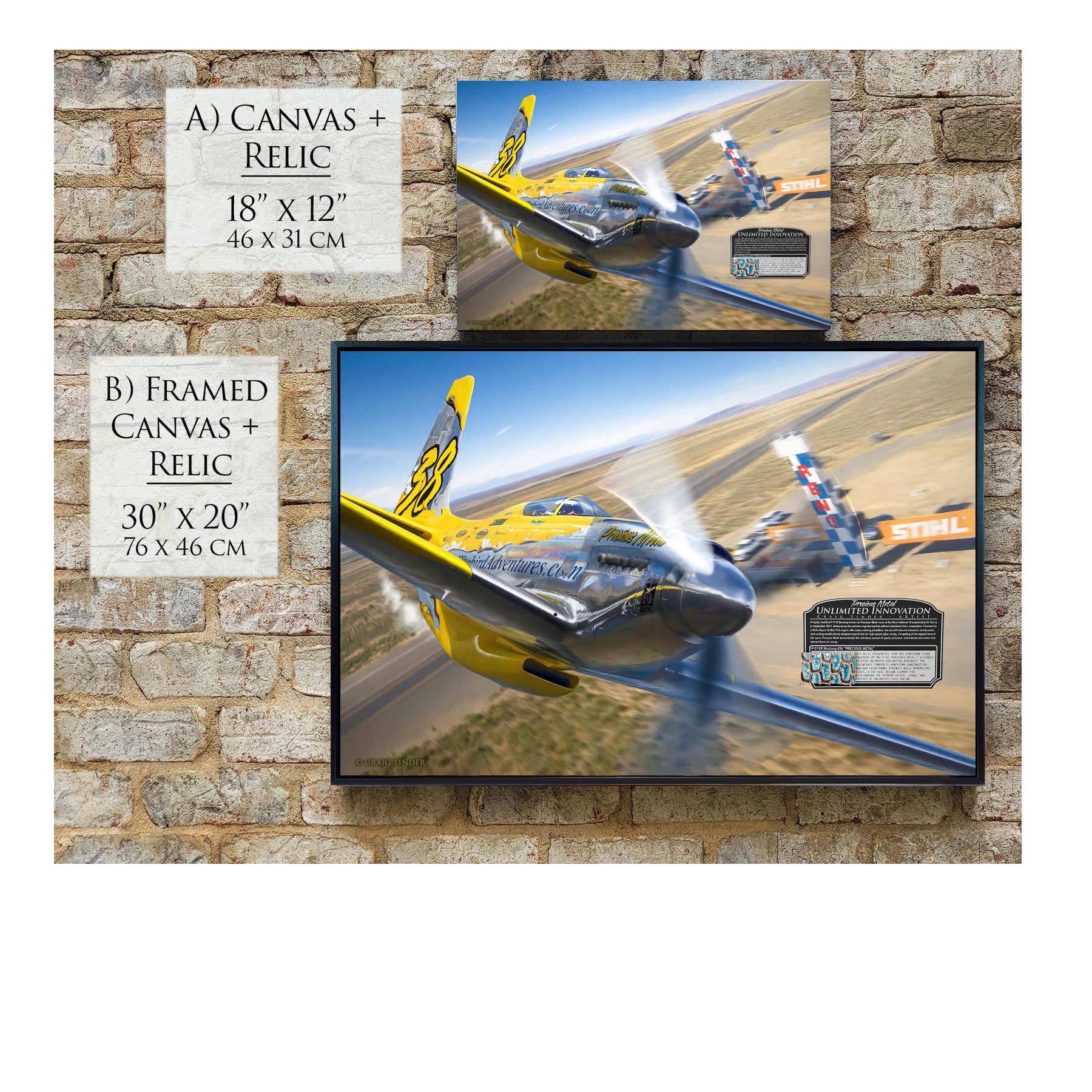 P-51 Mustang - #38 Precious Metal Canvas | INCLUDES: Fuselage Fragment