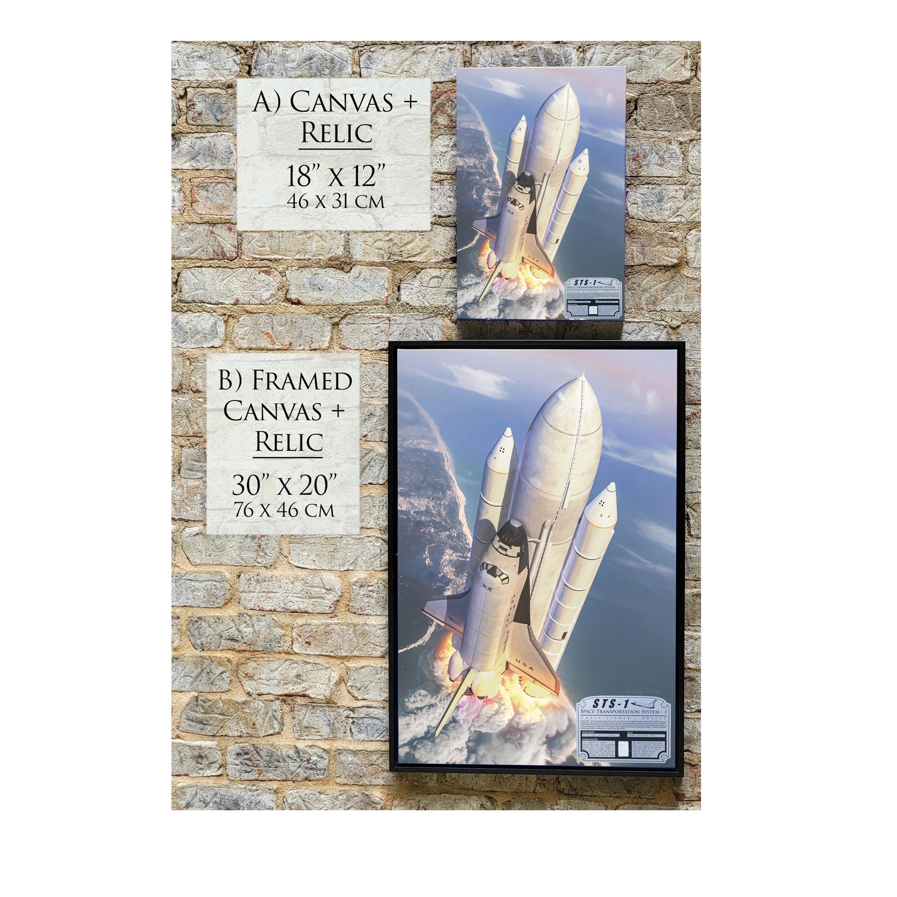 Space Shuttle Columbia - STS-1 Canvas | INCLUDES: Insulation Liner Piece