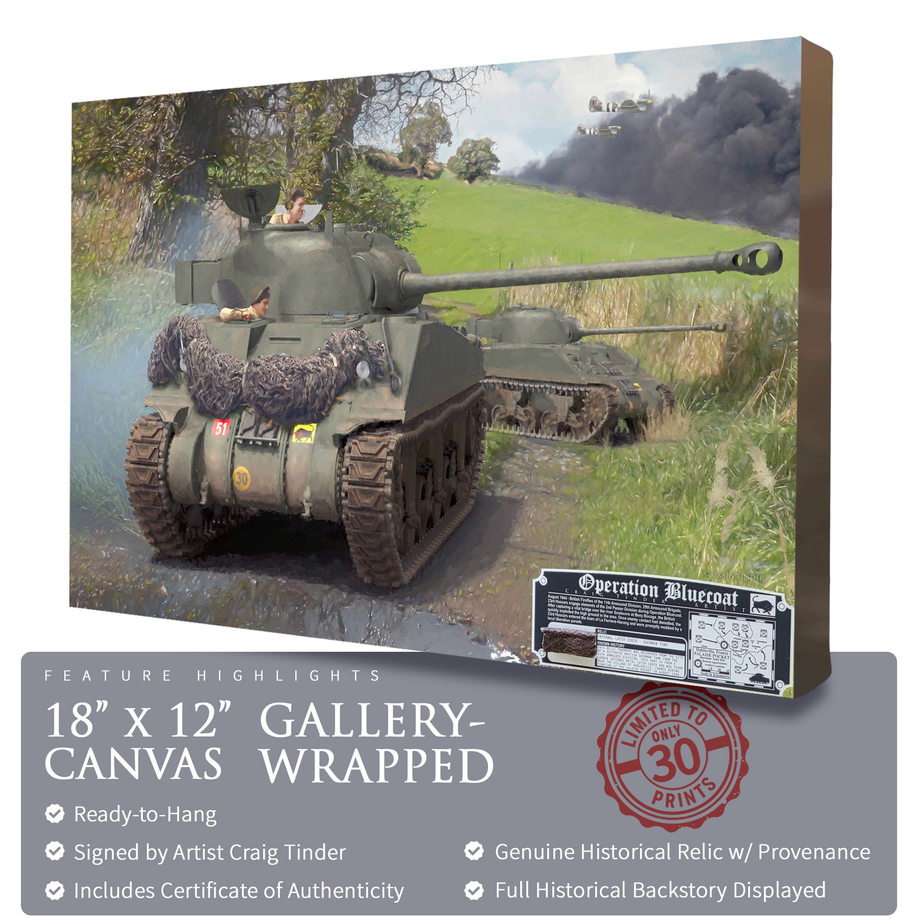 Sherman Tank - Operation Bluecoat Canvas | INCLUDES: Latch Cover Relic