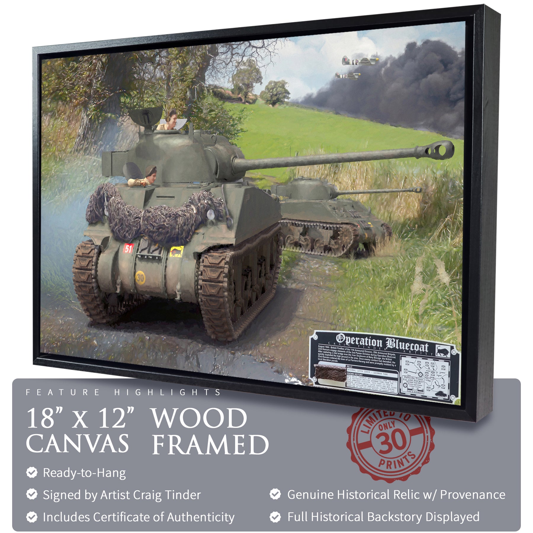 Sherman Tank - Operation Bluecoat Canvas | INCLUDES: Latch Cover Relic
