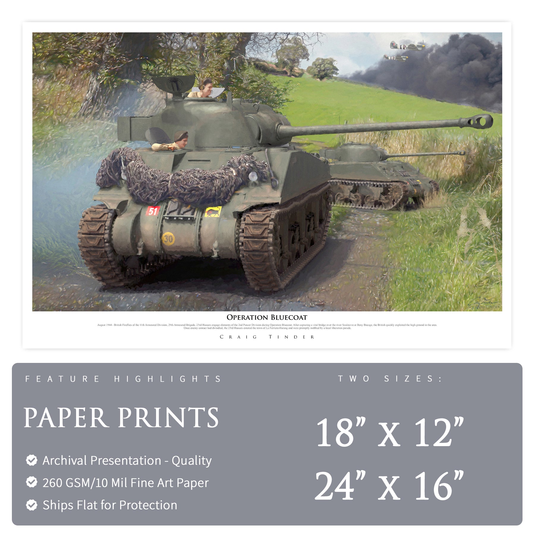 Sherman Tank - Operation Bluecoat Canvas | INCLUDES: Latch Cover Relic