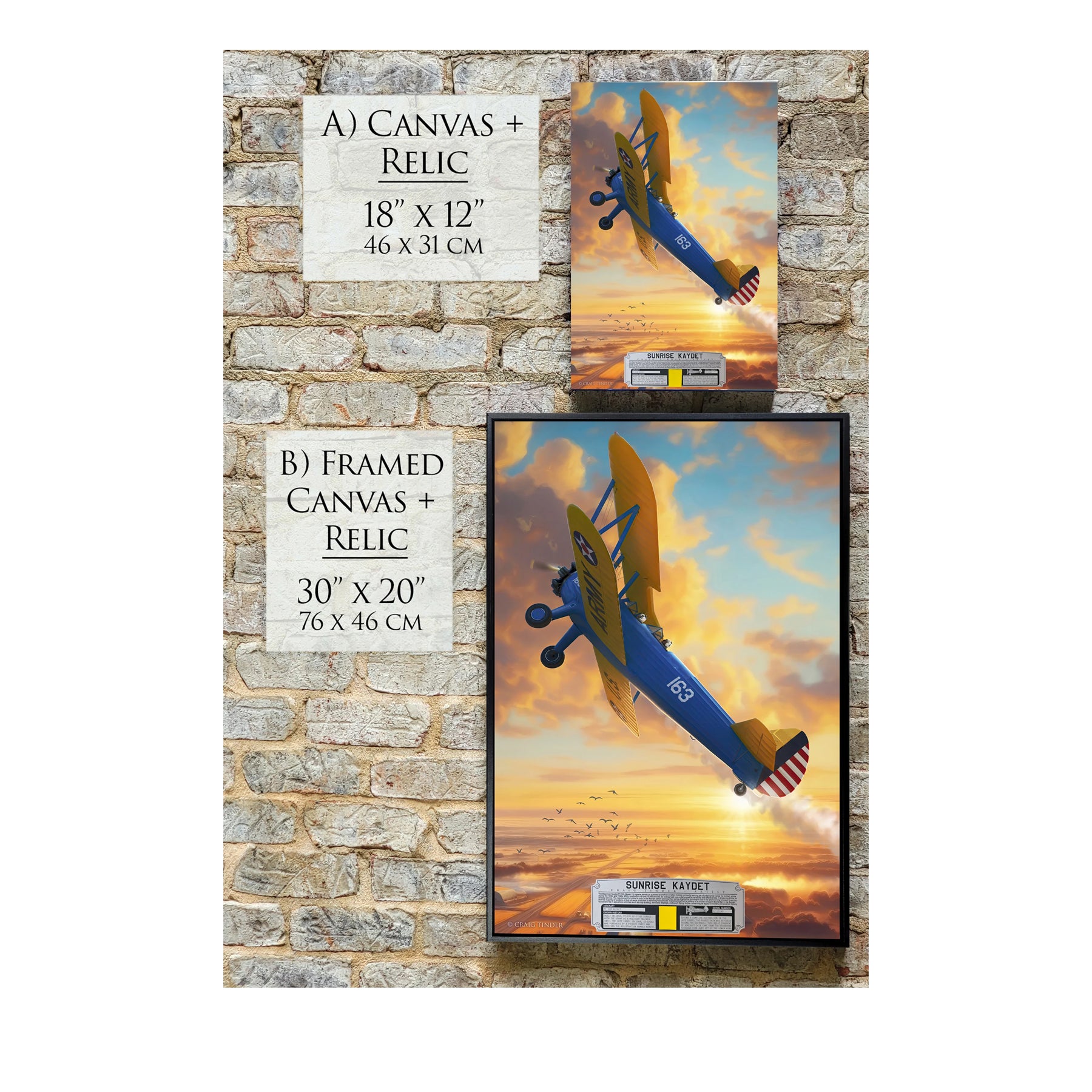 Stearman PT-13 - Sunrise Kaydet Canvas | INCLUDES: Aircraft Skin Fragment