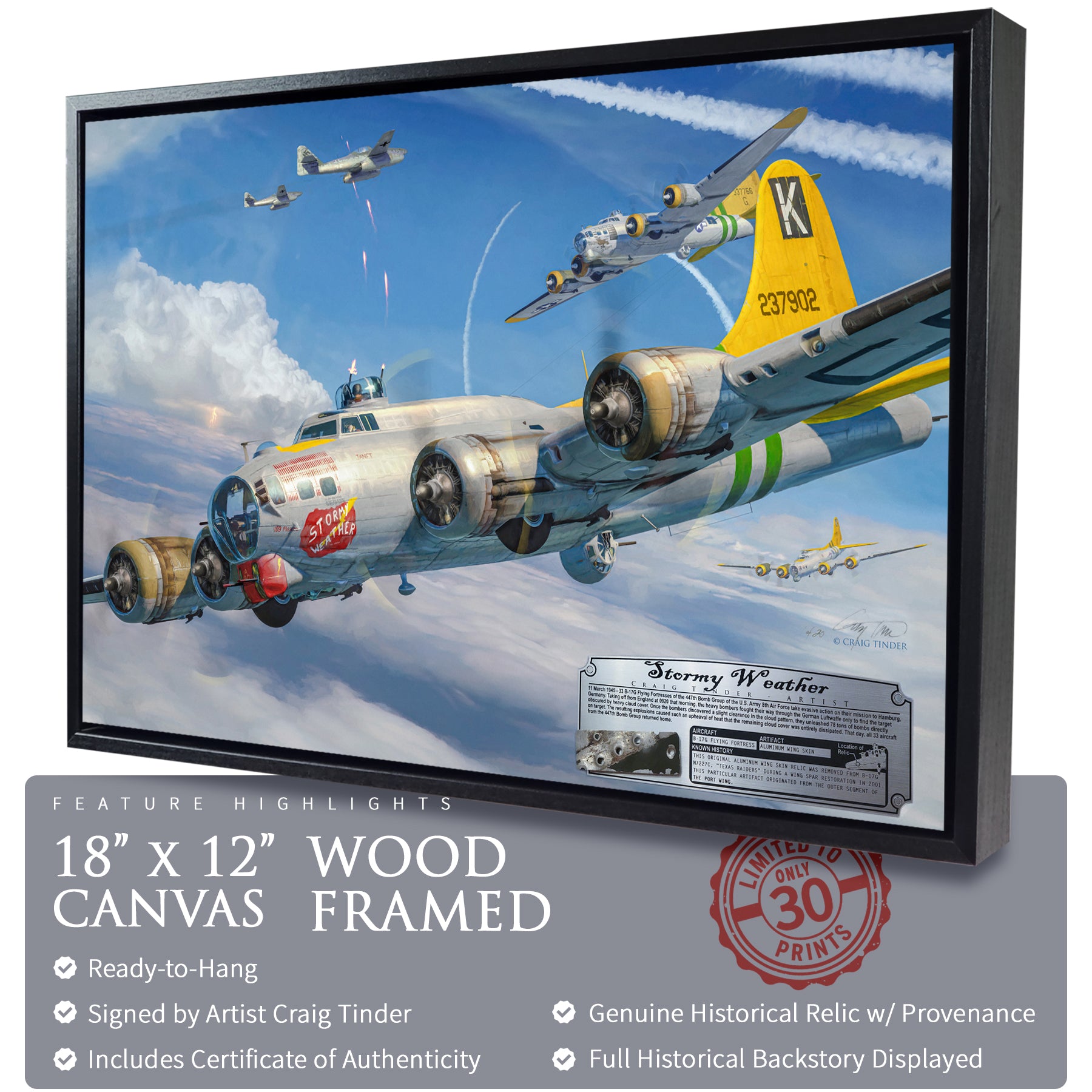 B-17 Flying Fortress - Stormy Weather Canvas | INCLUDES: Wing Skin Fragment