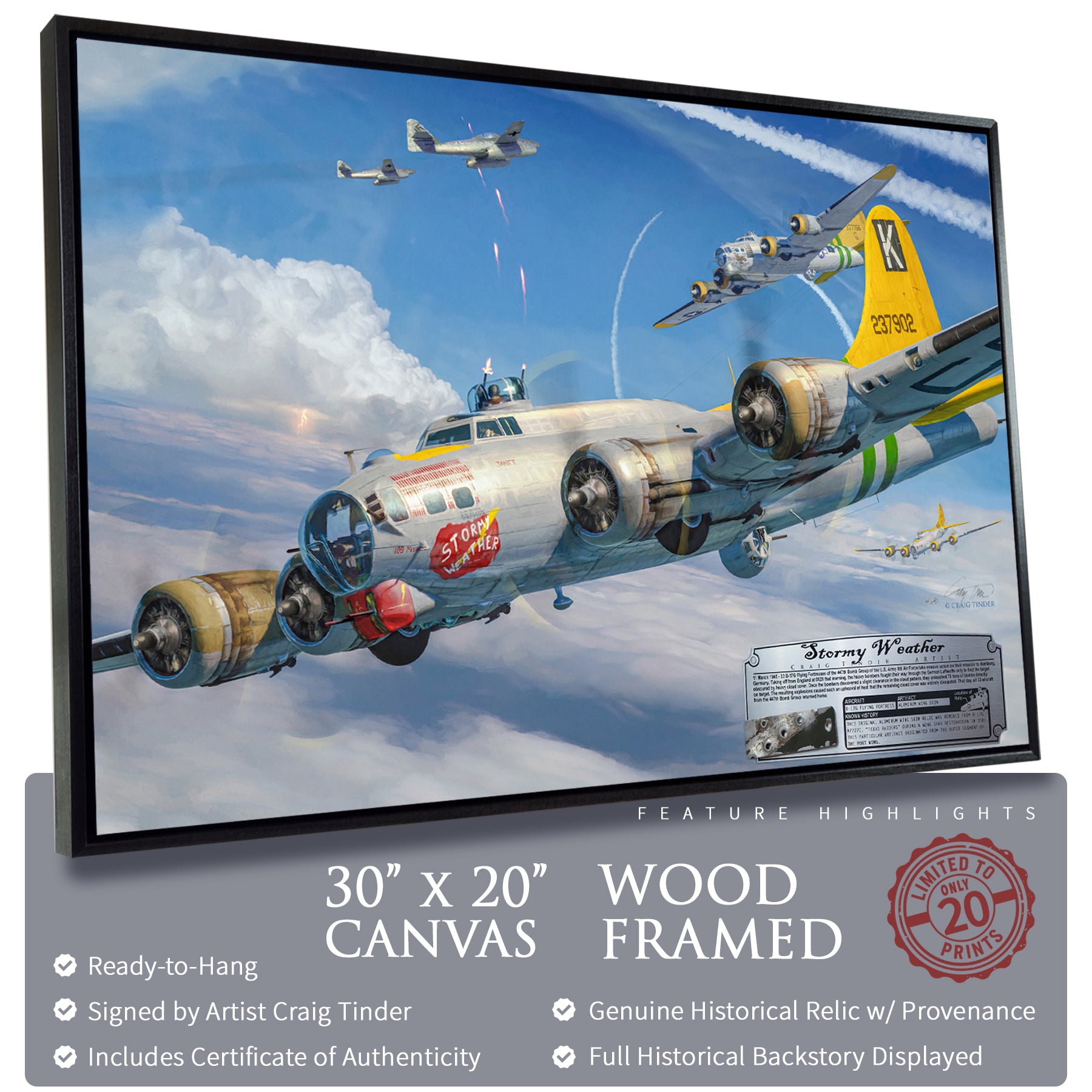 B-17 Flying Fortress - Stormy Weather Canvas | INCLUDES: Wing Skin Fragment