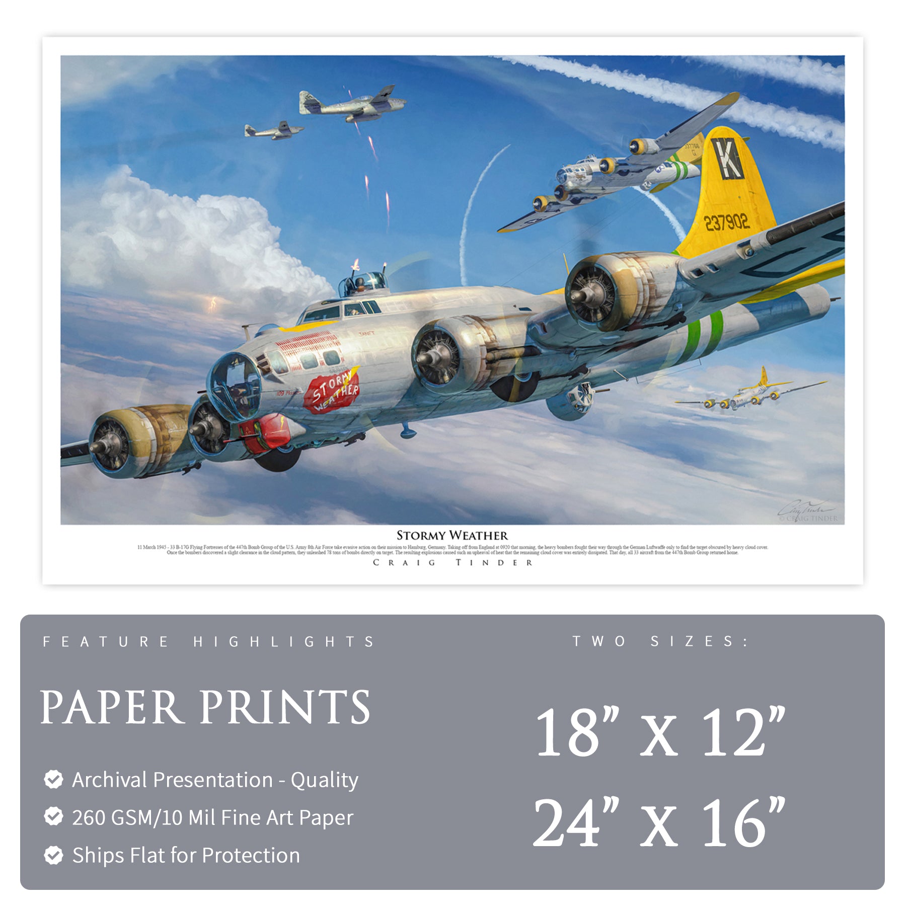 B-17 Flying Fortress - Stormy Weather Canvas | INCLUDES: Wing Skin Fragment