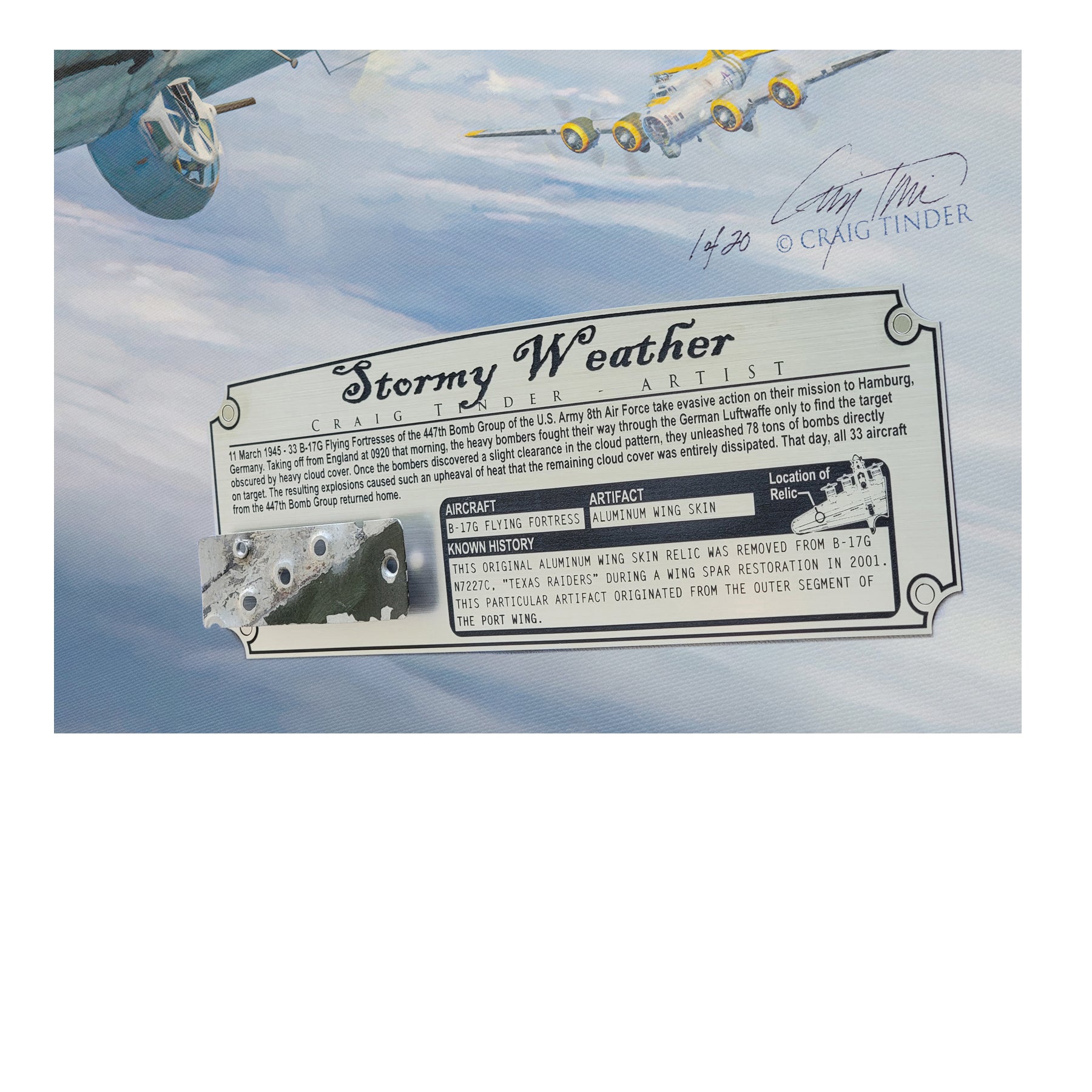 B-17 Flying Fortress - Stormy Weather Canvas | INCLUDES: Wing Skin Fragment