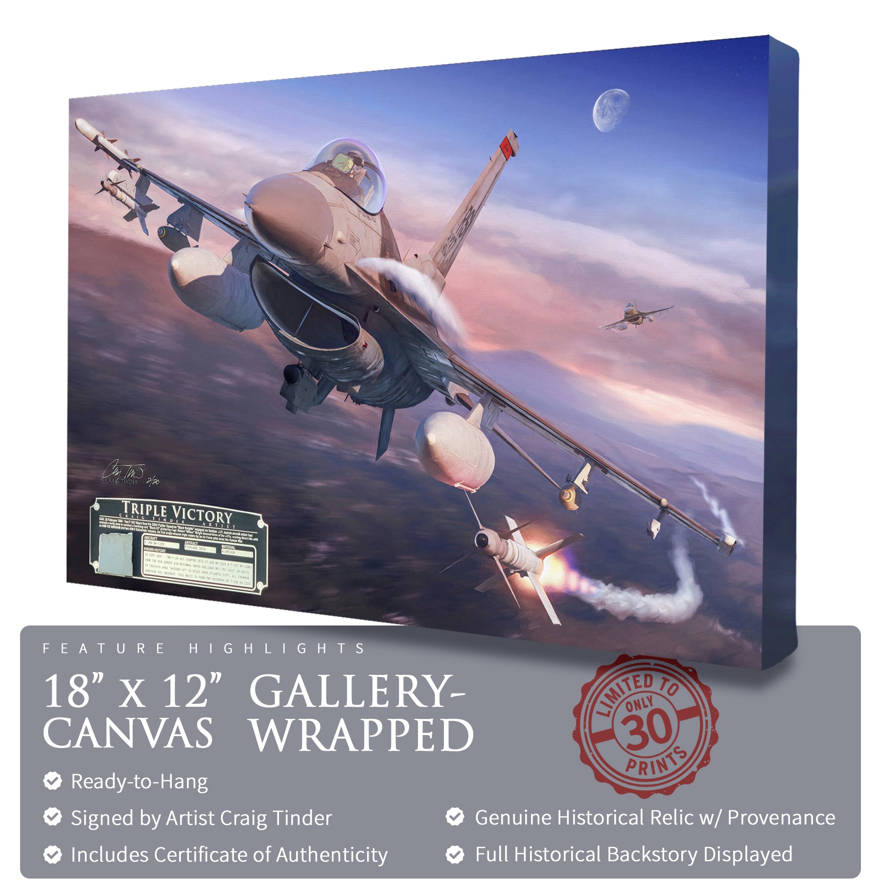 F-16 Viper - Triple Victory Canvas | INCLUDES: Panel Relic