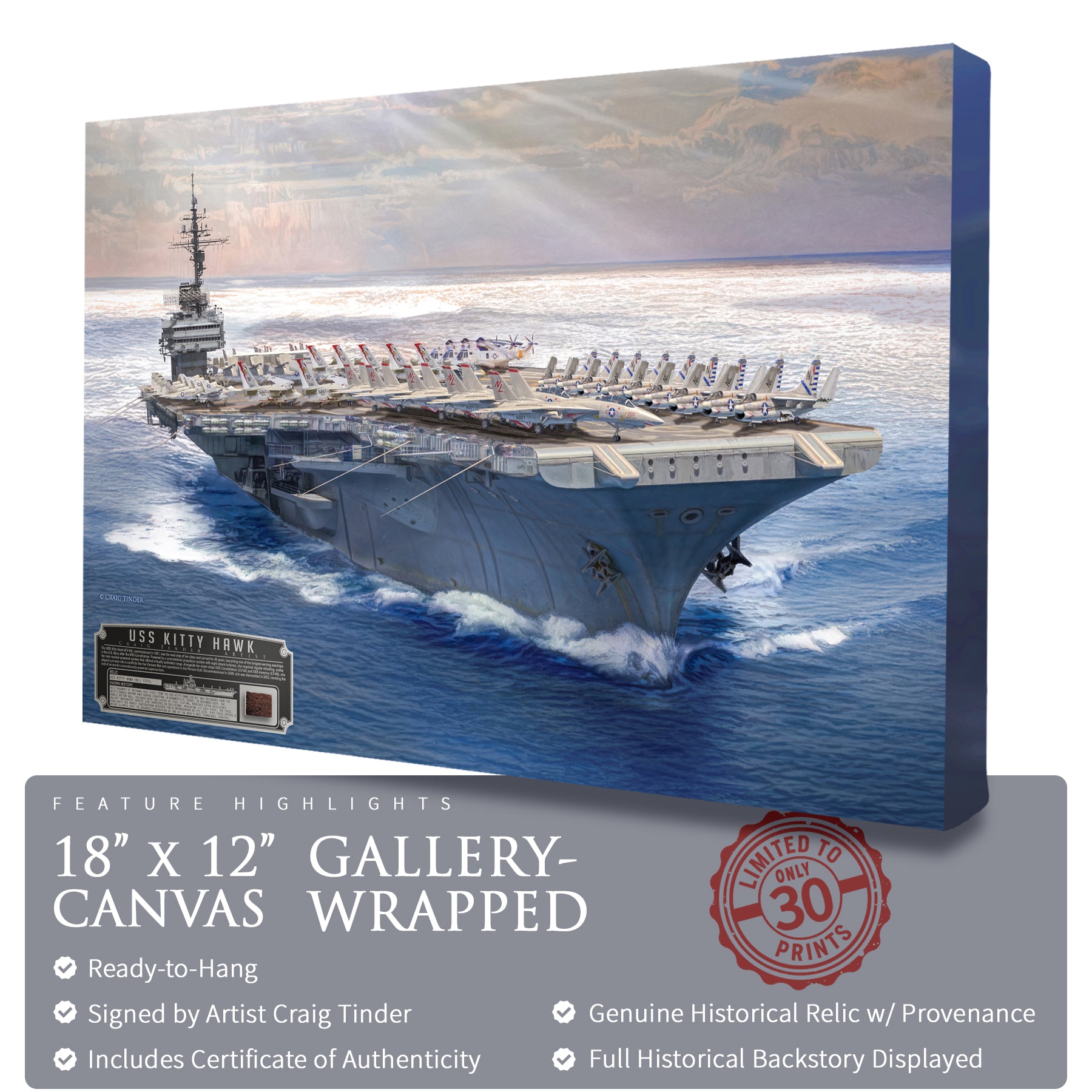 USS Kitty Hawk CV-63 Canvas with Relic | Includes Hull Steel from CV-63