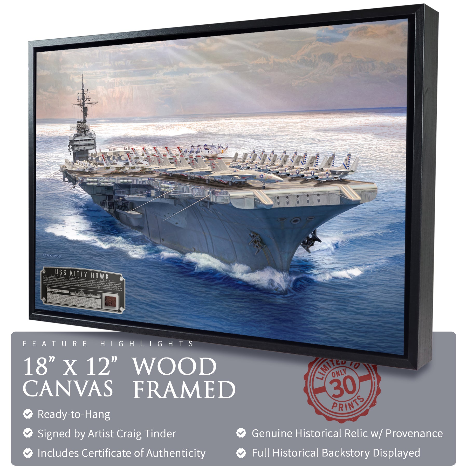 USS Kitty Hawk CV-63 Canvas with Relic | Includes Hull Steel from CV-63