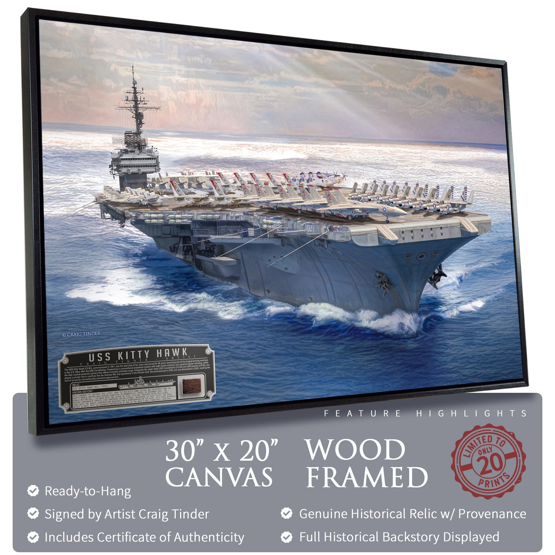 USS Kitty Hawk CV-63 Canvas with Relic | Includes Hull Steel from CV-63