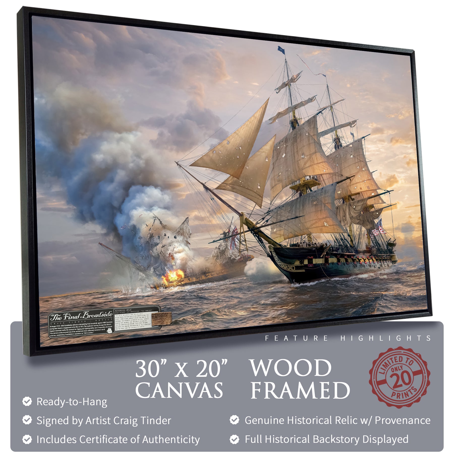 USS Constitution Canvas with Relic | Includes Oak Hull Relic