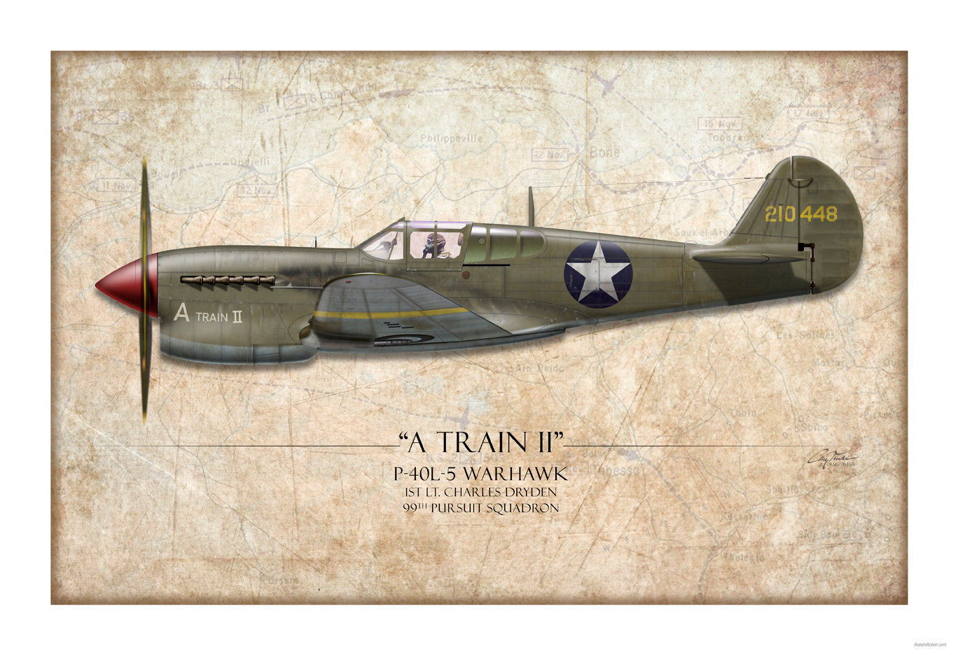 P-40 Warhawk A Train II Tuskegee Airmen - Art Print