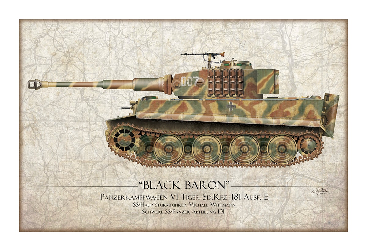 Michael Wittmann Tiger Tank 007 Aviation Art Print - Profile-Art Print-Aces In Action: The Workshop of Artist Craig Tinder