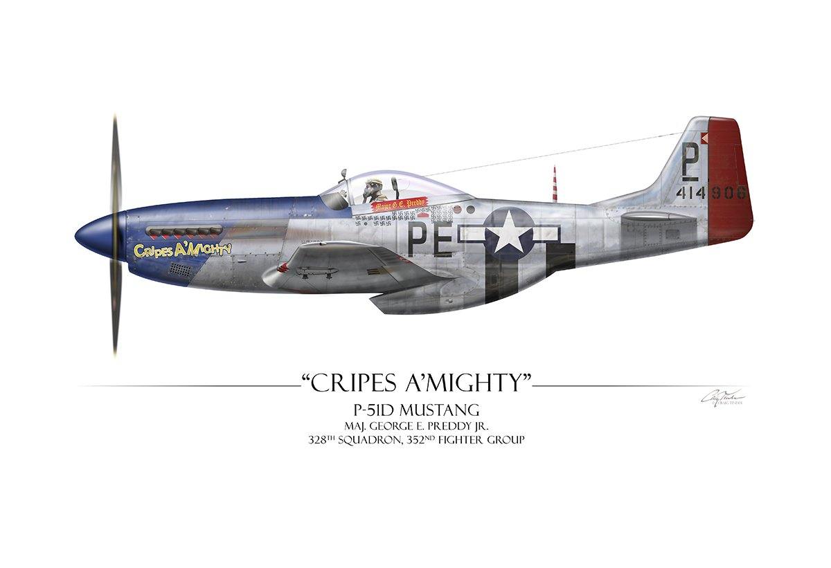 "Cripes A Mighty P-51 Mustang" - Art Print by Craig Tinder