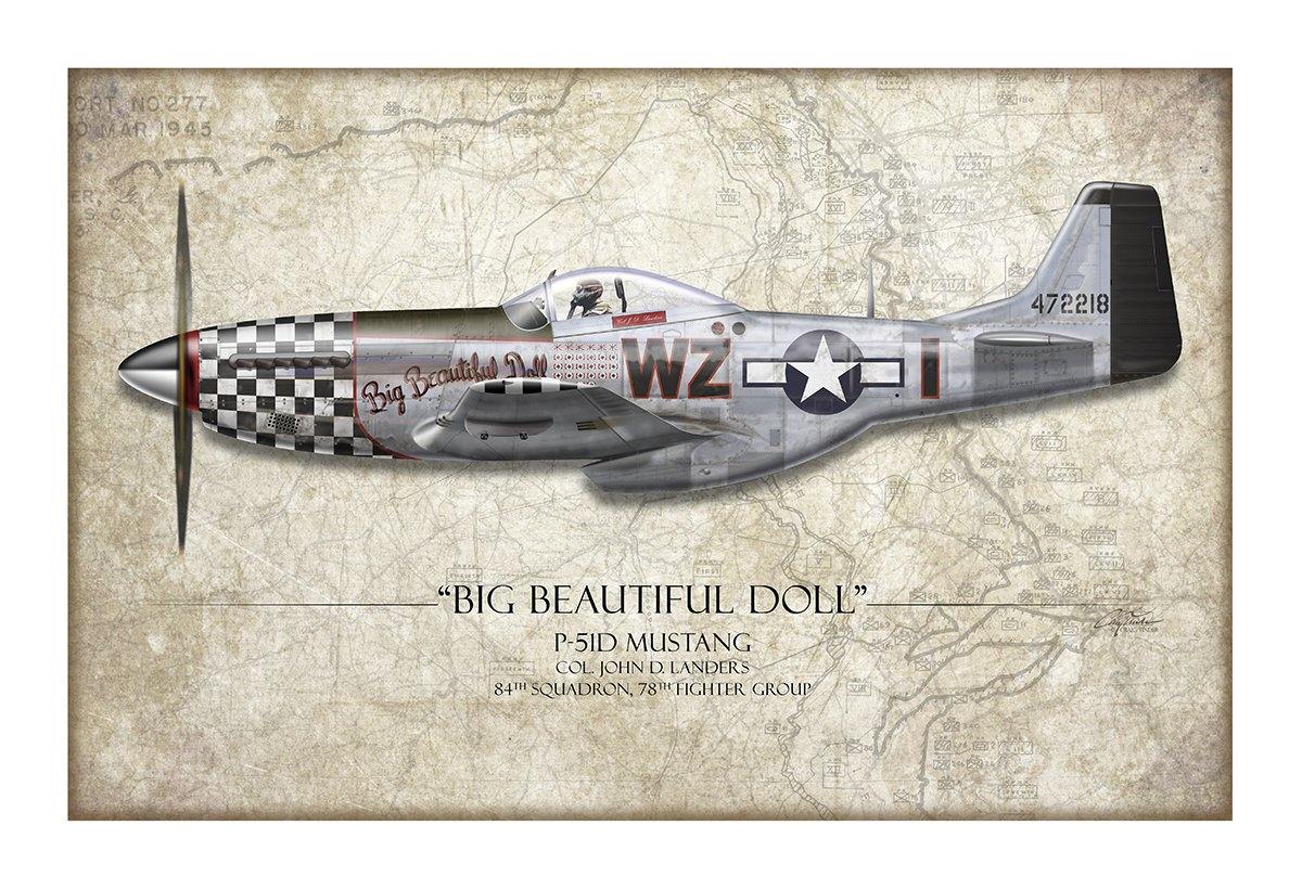 Big Beautiful Doll P-51D Mustang Aviation Art Print - Profile-Art Print-Aces In Action: The Workshop of Artist Craig Tinder