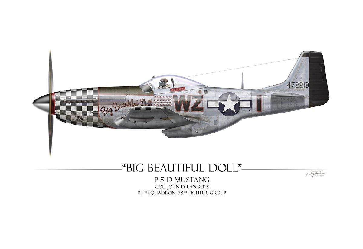 Big Beautiful Doll P-51D Mustang Aviation Art Print - Profile