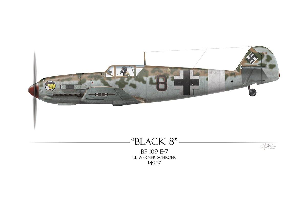 "Werner Schroer Messerschmitt Bf-109" - Art Print by Craig Tinder - Aces In Action
