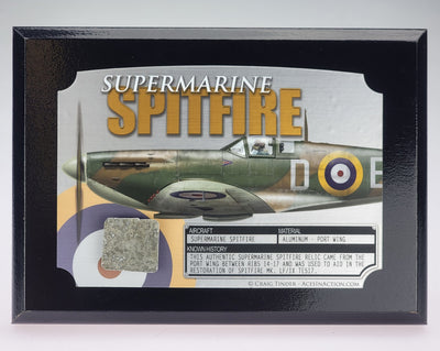 WWII Supermarine Spitfire Relic Plaque - Full Color 5"x7"-Historical Display Plaques-Aces In Action: The Workshop of Artist Craig Tinder