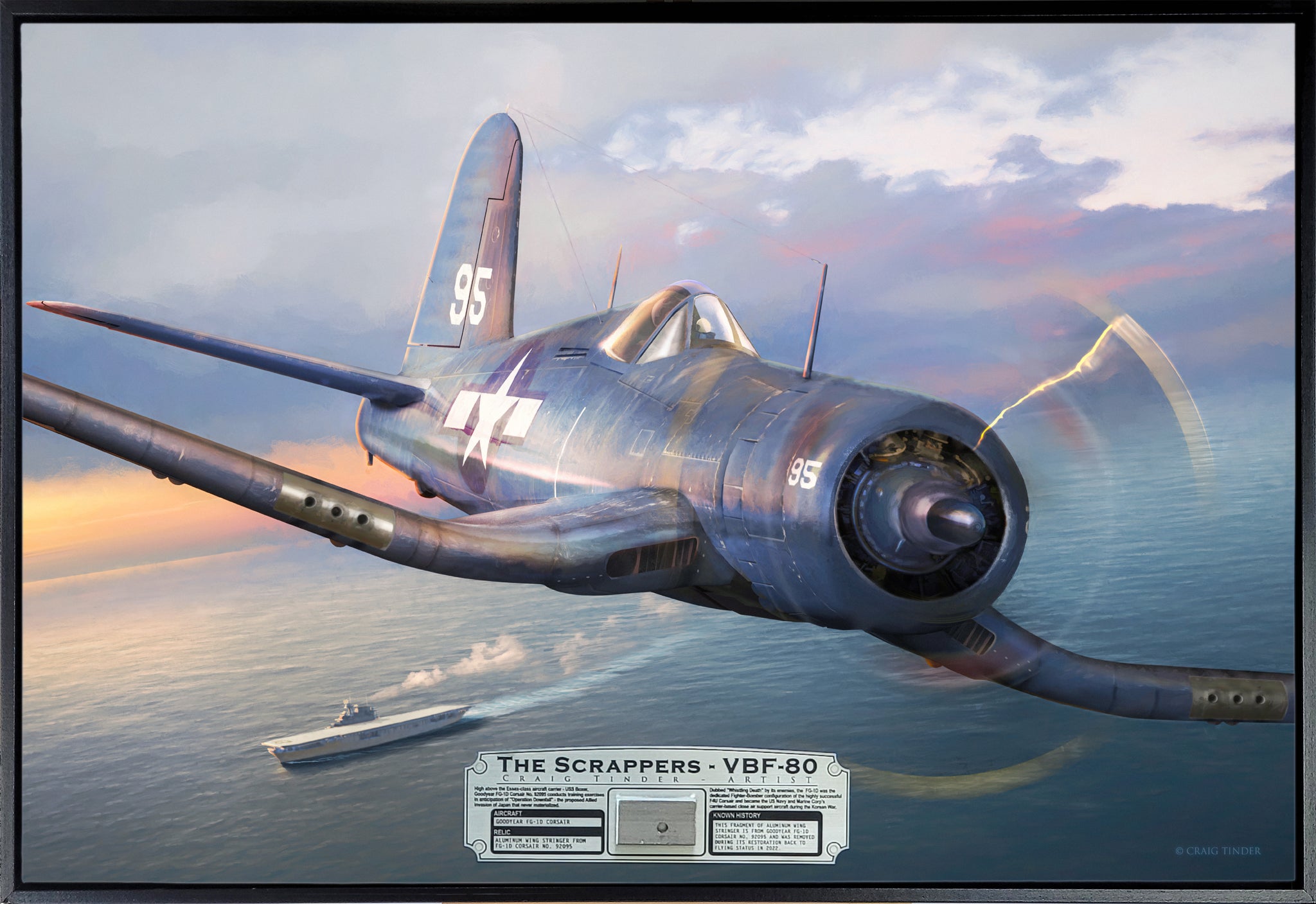 The Scrappers VBF-80 - FG-1D Corsair Aviation Art-Art Print-Aces In Action: The Workshop of Artist Craig Tinder