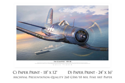 The Scrappers VBF-80 - FG-1D Corsair Aviation Art-Art Print-Aces In Action: The Workshop of Artist Craig Tinder