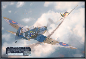 Cannon Hit Spitfire - Spitfire Aviation Art-Art Print-Aces In Action: The Workshop of Artist Craig Tinder