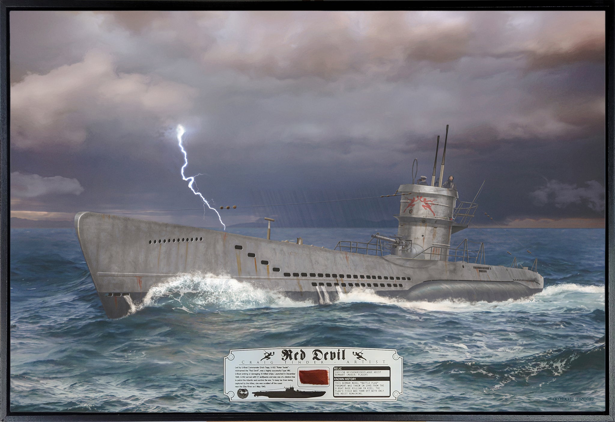 Red Devil - Type VIIC U-Boat Nautical Art-Art Print-Aces In Action: The Workshop of Artist Craig Tinder