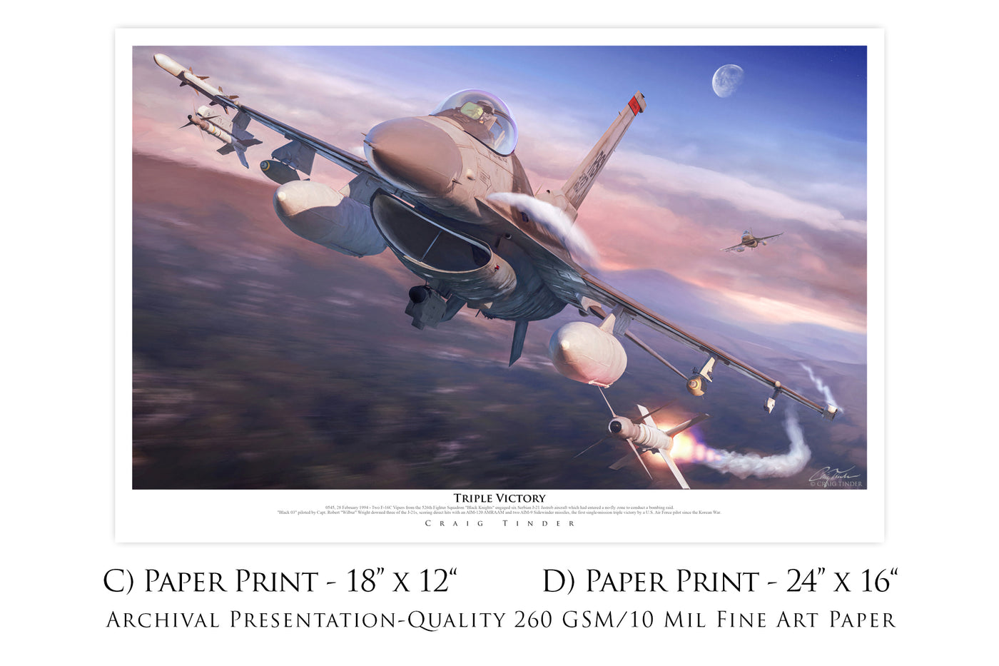 Triple Victory - F-16 Fighter Aviation Art-Art Print-Aces In Action: The Workshop of Artist Craig Tinder
