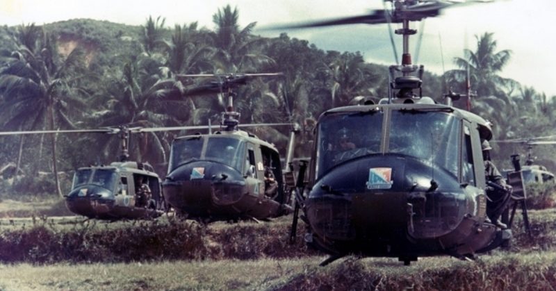 In the Line of Fire - "Stacked Deck" UH-1C Huey Helicopter Relic Art