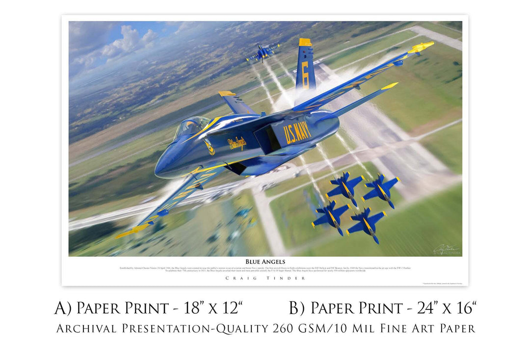 Wings of Precision - "F/A-18E Super Hornet - US NAVY Blue Angels" Art Print