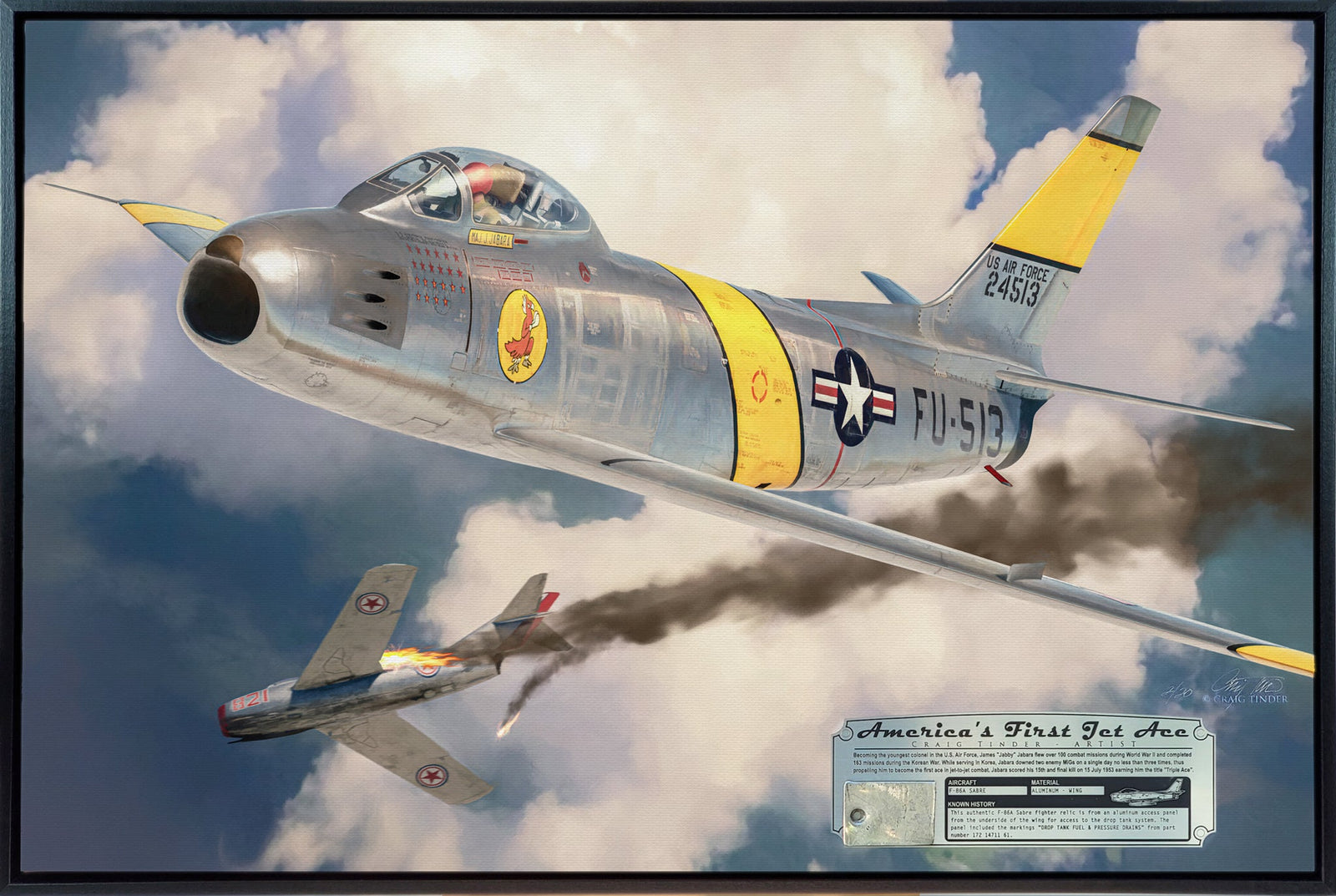 Jet Combat Pioneer - "America's First Jet Ace" F-86A Sabre Relic Art