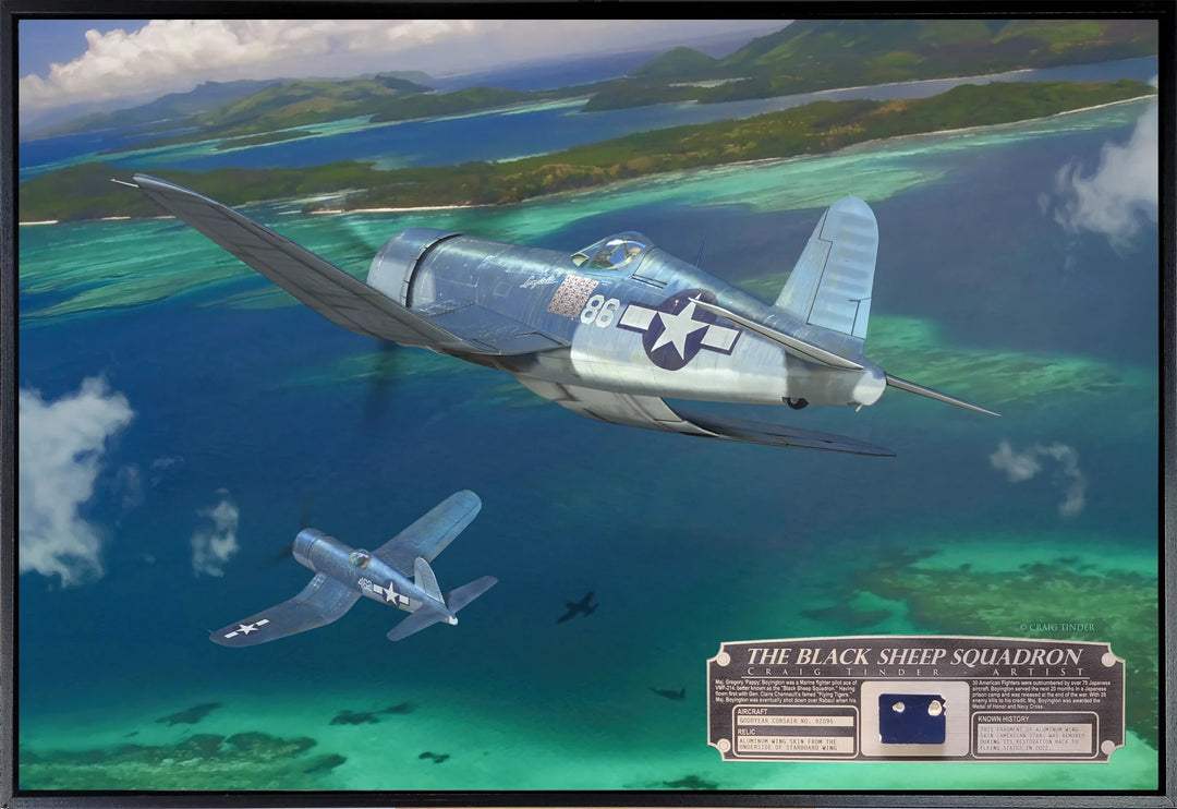 Pappy Boyington's Legacy - "Black Sheep Squadron" F4U Corsair Relic Art