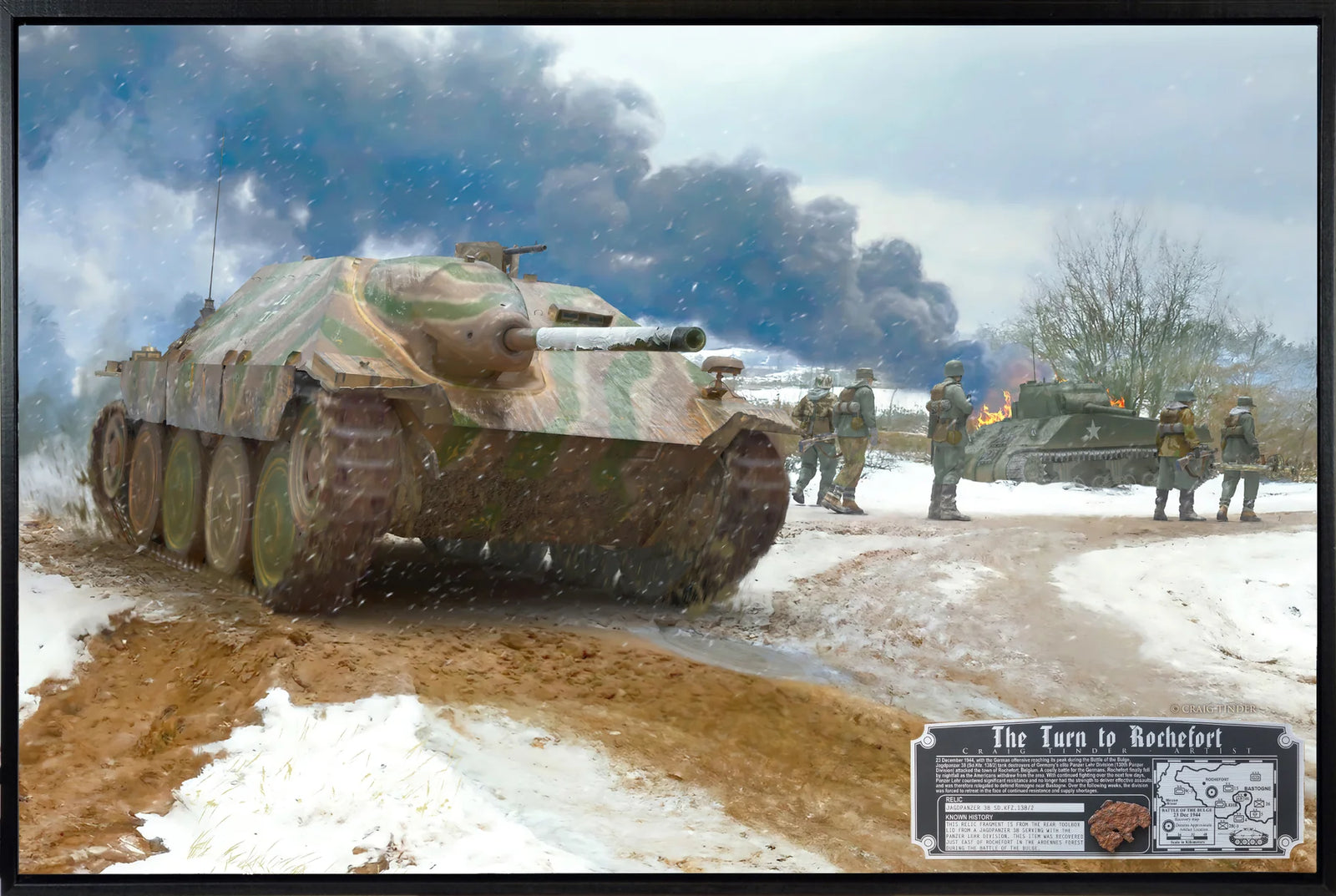 Fateful Advance - "The Turn to Rochefort" Jagdpanzer 38 Hetzer Tank Relic Art