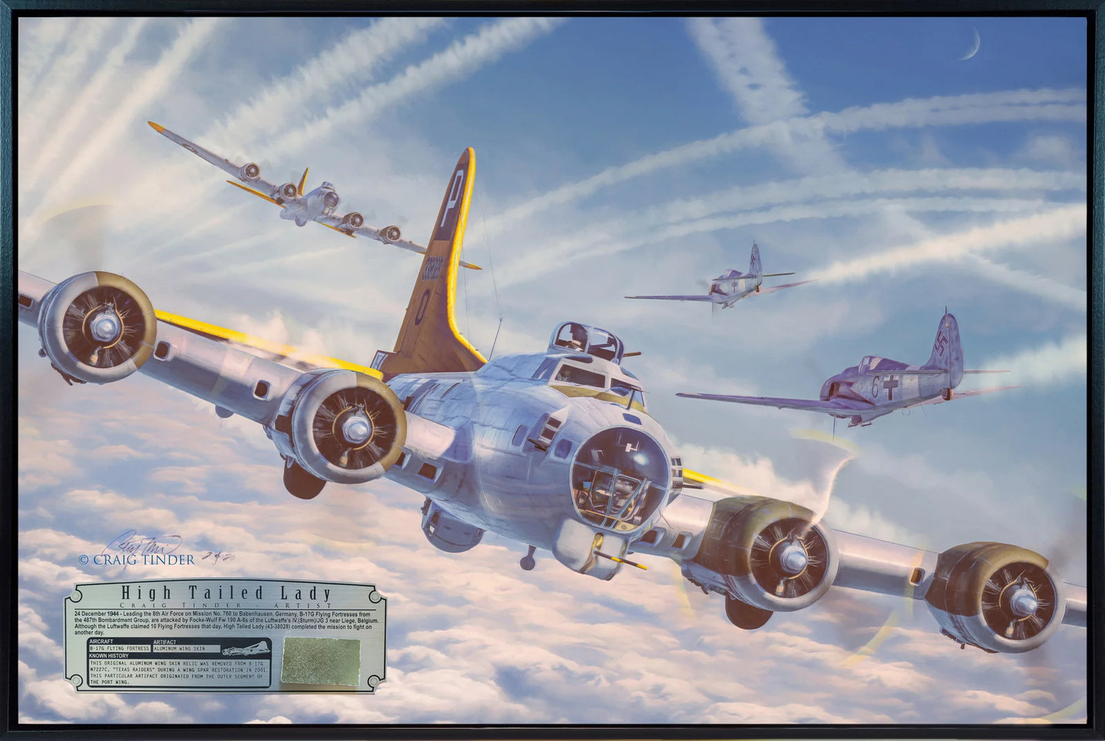 Christmas Eve Mission- "High Tailed Lady" B-17G Flying Fortress Relic Art