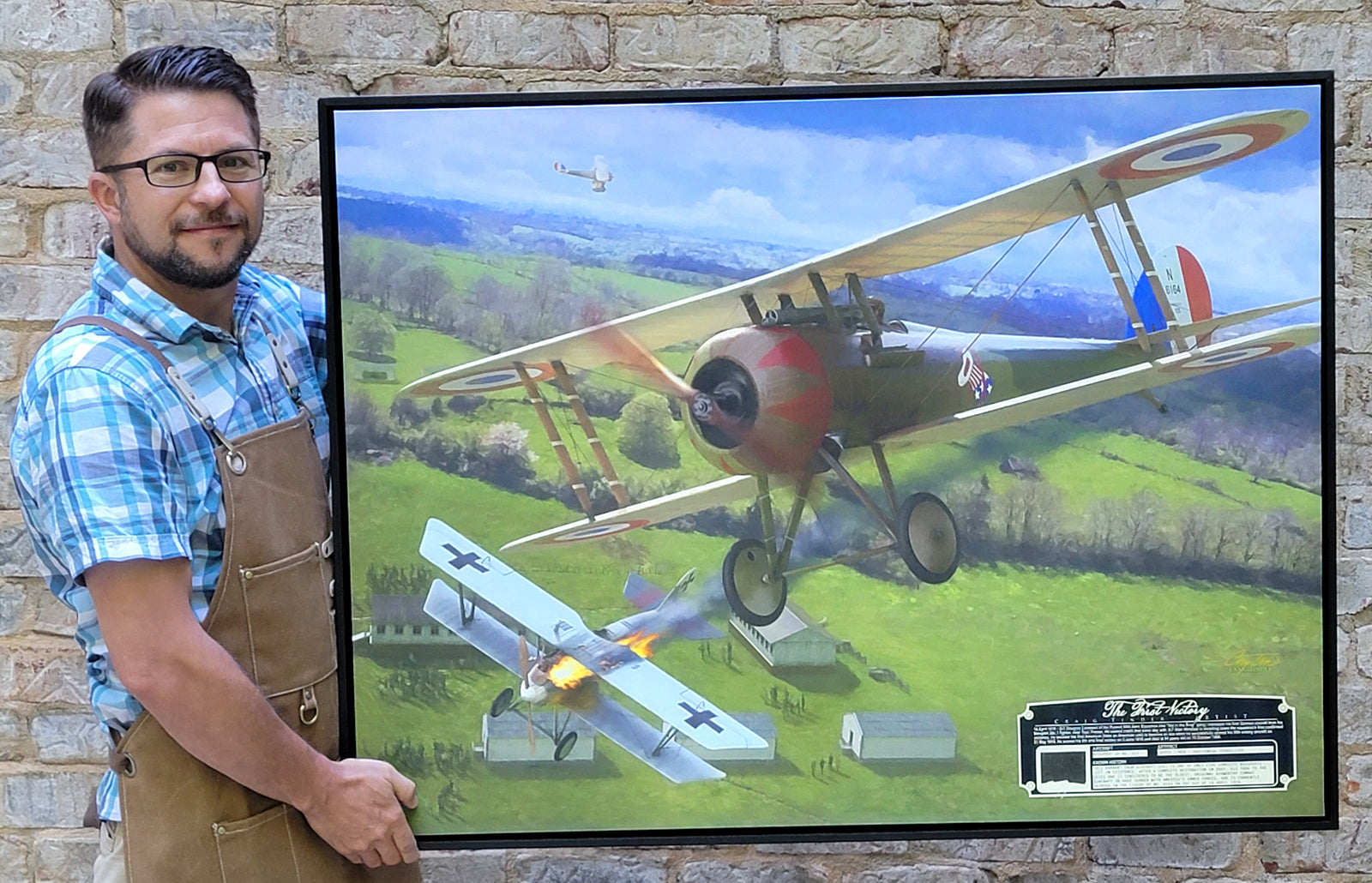 America's FIRST Ace - "The First Victory" WWI Nieuport 28c.1 Relic Art